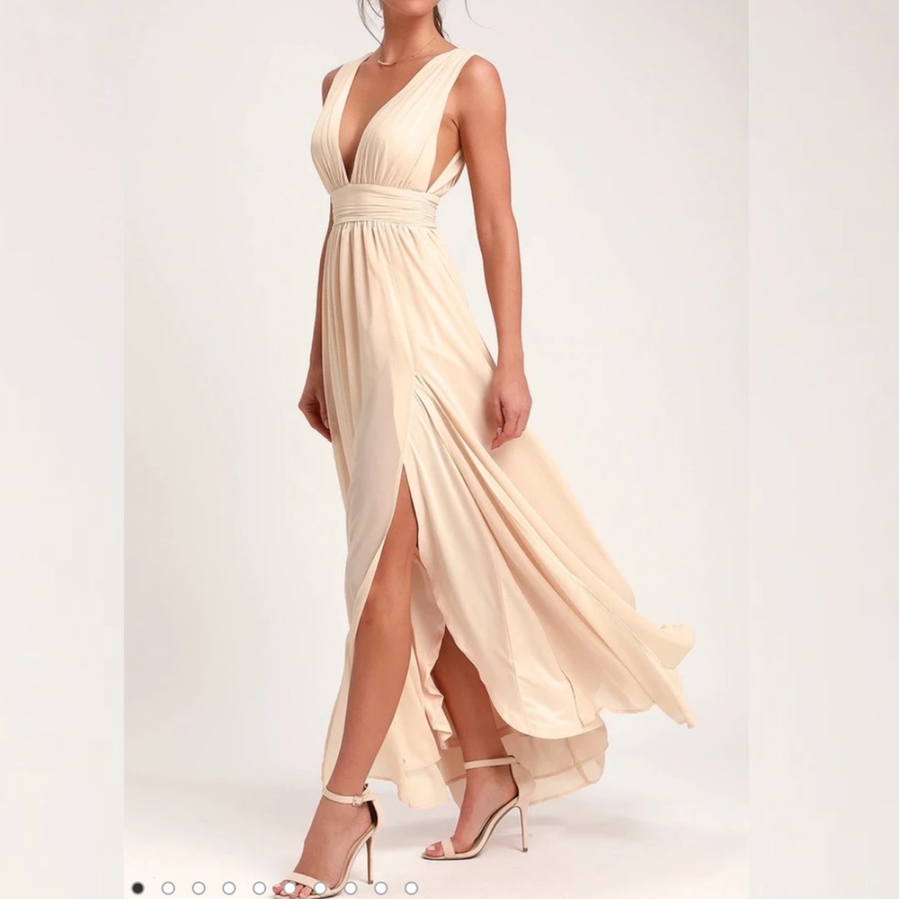 Lulus Heavenly Hues Maxi Dress | Cream | Small